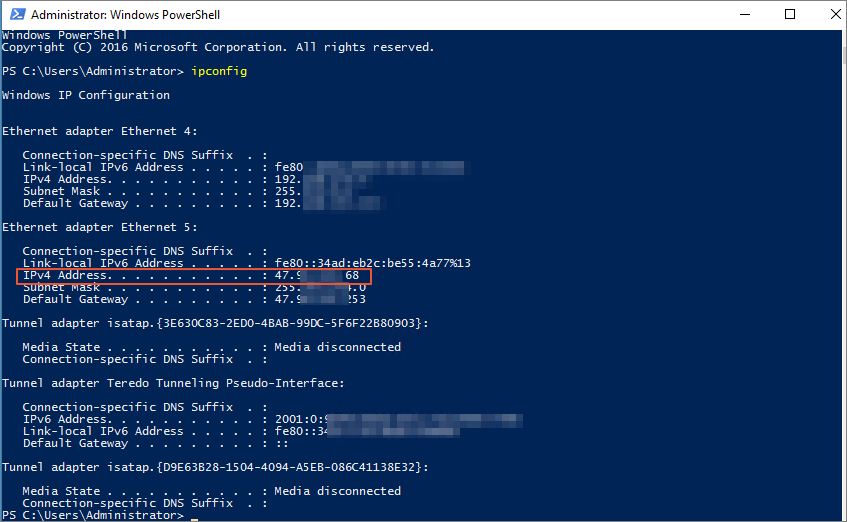 View the EIP of the ECS instance