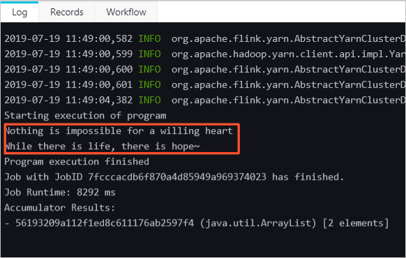 View the results of the Flink job
