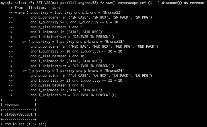 并行查询使用示例_并行查询_PolarDB MySQL数据库_云数据库PolarDB 阿里云技术文档 第6张