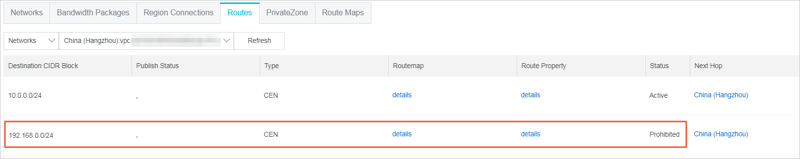 View route information