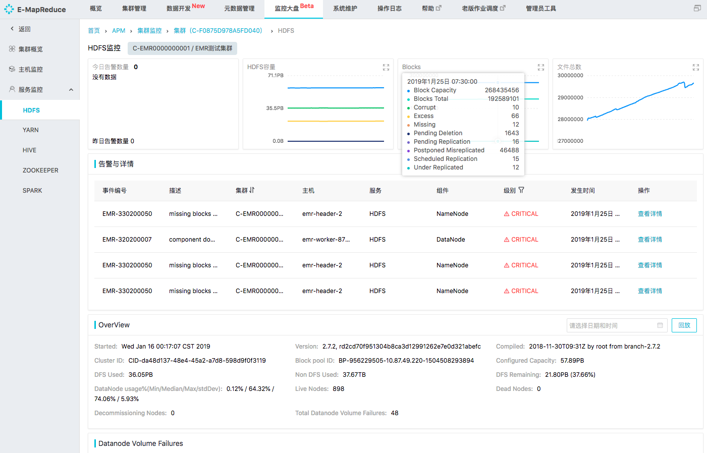 HDFS 监控概览页