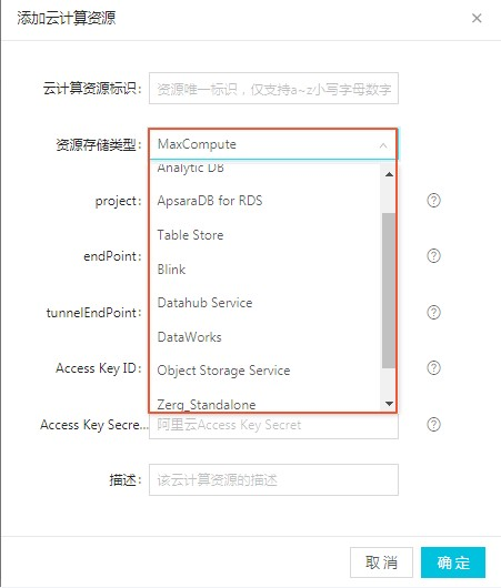 算法工厂支持的资源类型