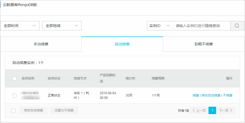 开通/关闭自动续费包年包月实例_计费管理_用户指南_云数据库 MongoDB 版 阿里云技术文档 第1张