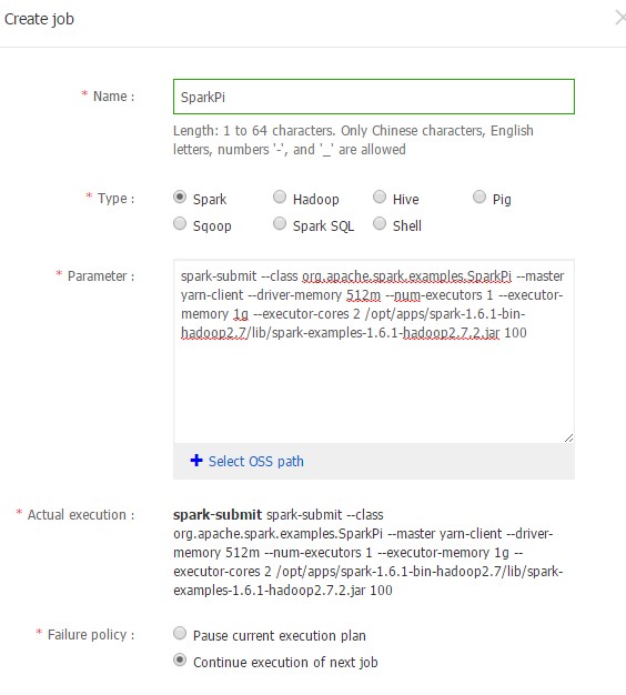 Spark job example