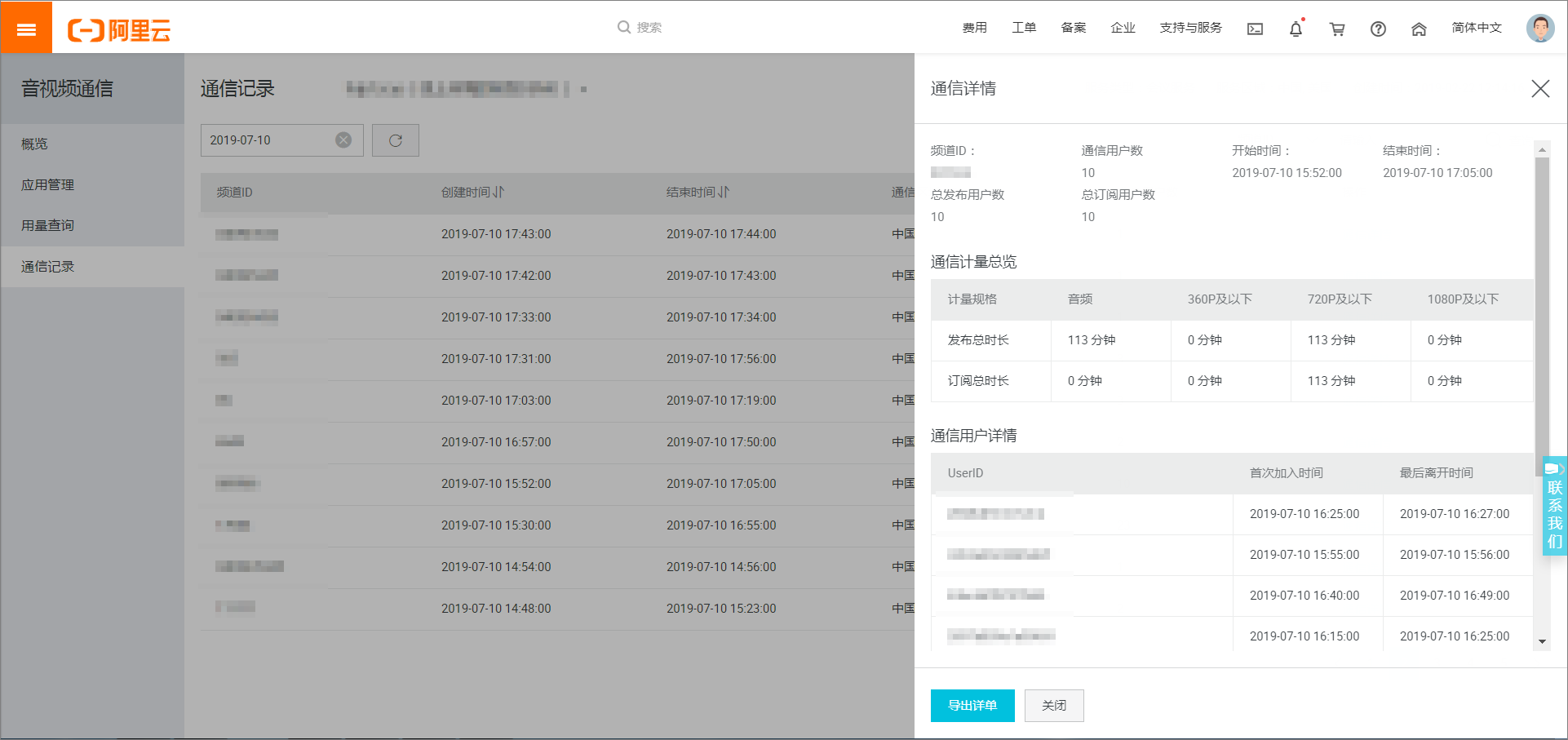 通信详情