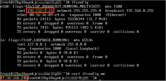 View the source IP address of ECS2