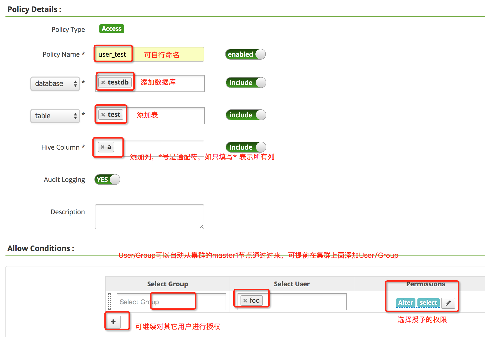 配置相关权限