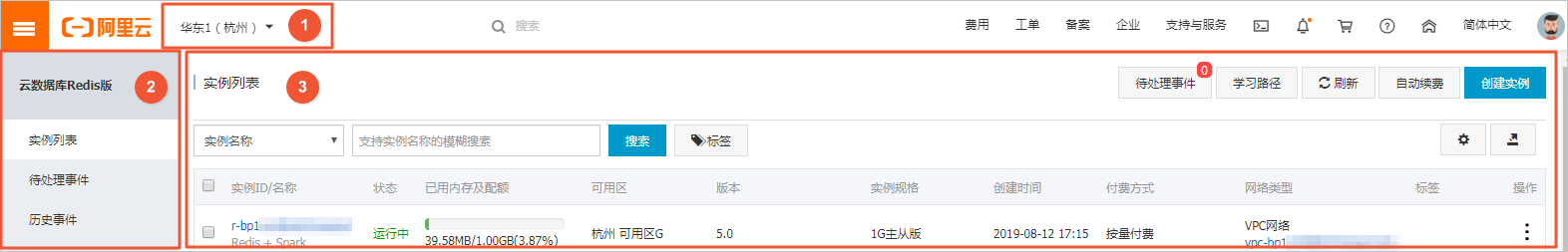 Redis管理控制台首页主要功能区