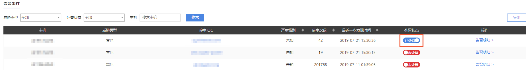 处置状态