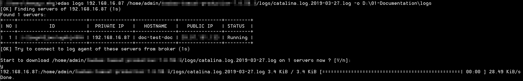 CLI Logs Download Success