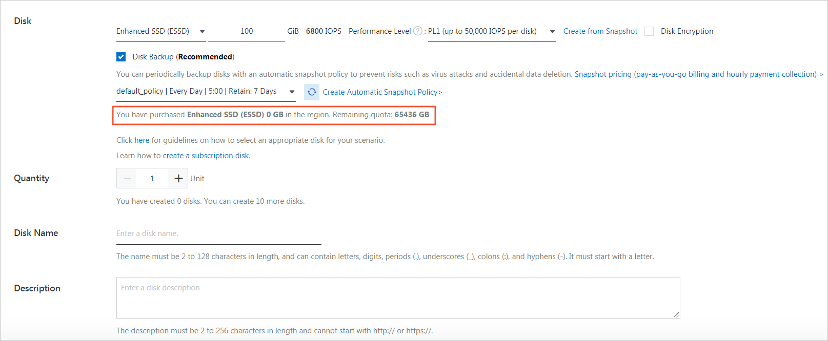 Create a pay-as-you-go data disk