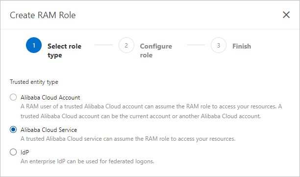 Create a role and select a role type