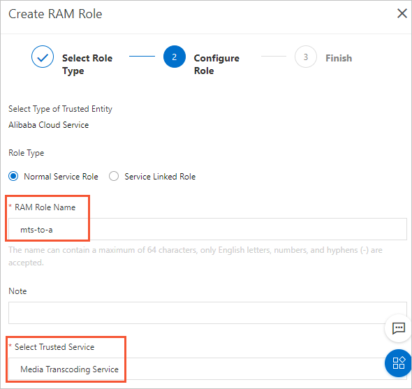 Create RAM Role right-side pane