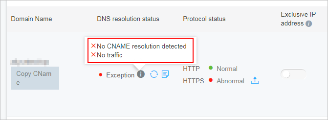 DNS resolution exception