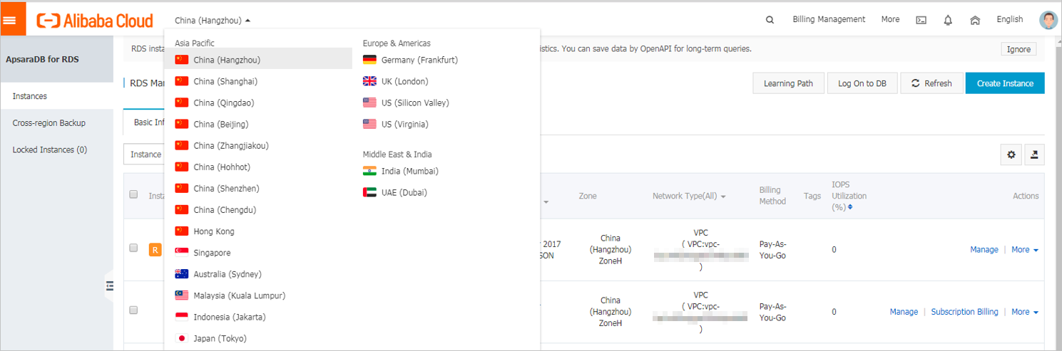 Select a region