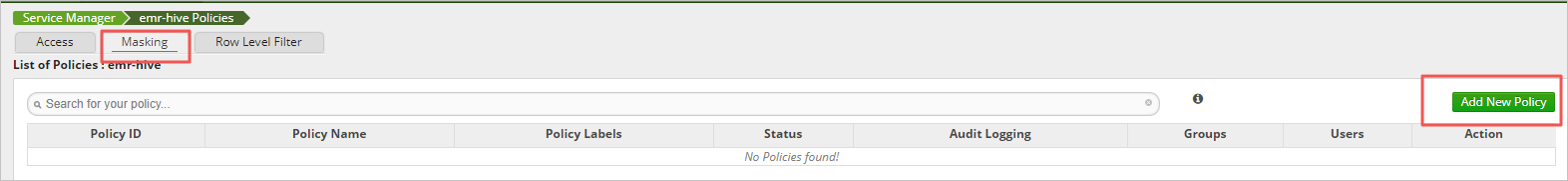 Configure a mask policy
