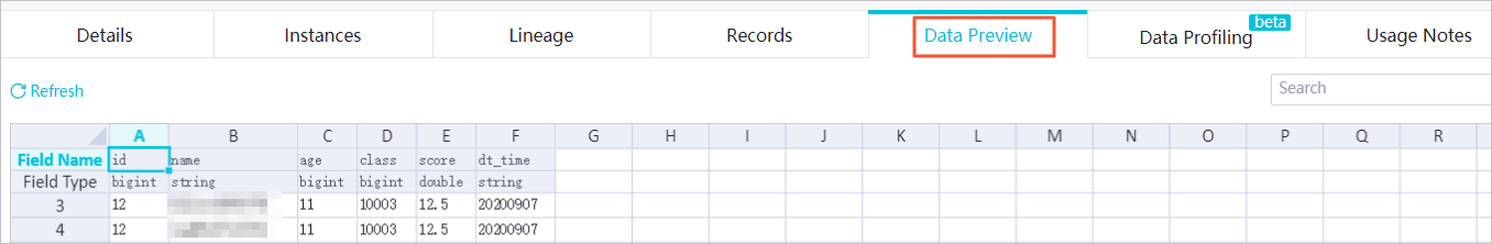 Data Preview tab