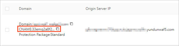 CNAME address of Anti-DDoS Pro or Anti-DDoS Premium