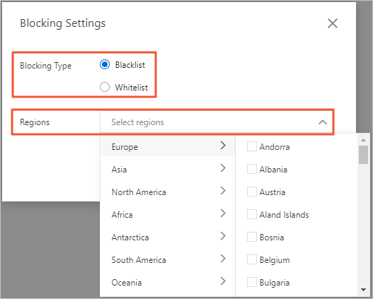 Blocking settings
