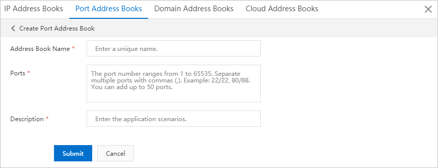 Create a port address book
