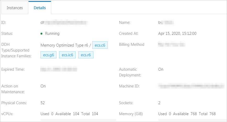 View the status of a dedicated host