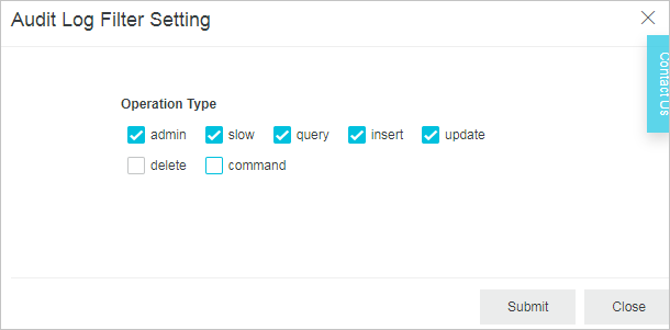 Select operation types for auditing