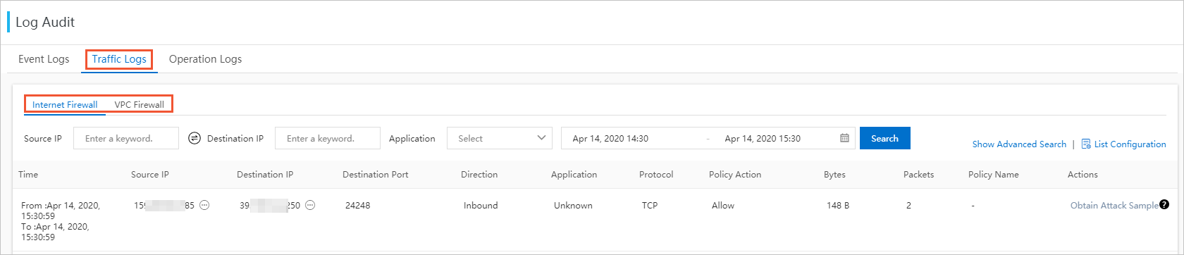 Traffic logs