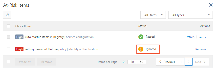 Status changes