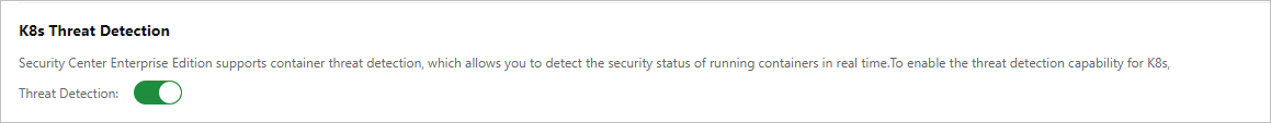 Manage settings of container threat detection