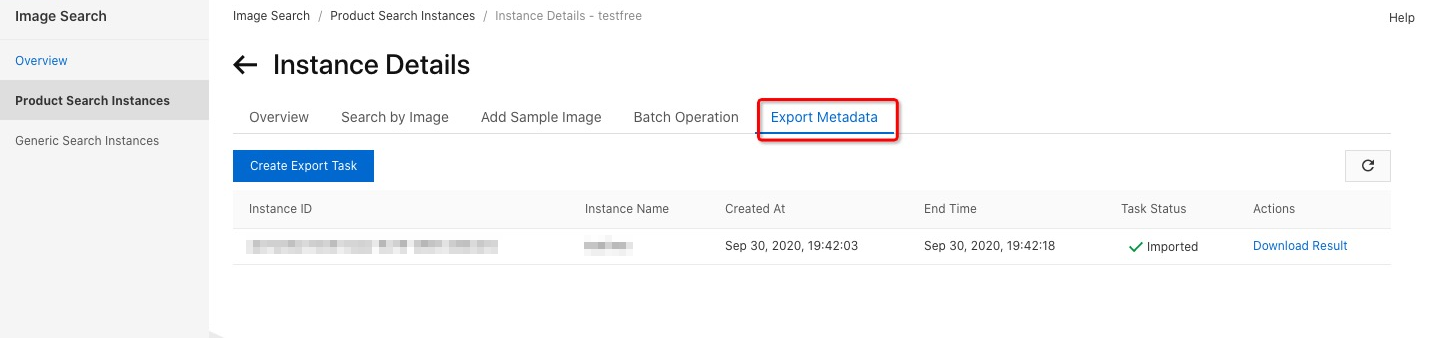 Export metadata