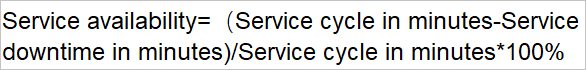 Dimensions for calculating the service availability