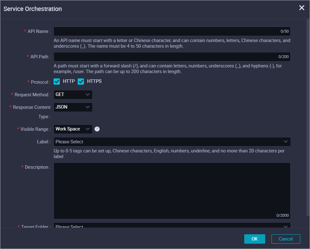 Service Orchestration dialog box
