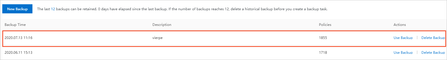 Policy Backup and Rollback