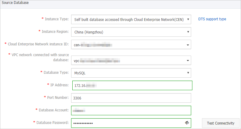 Select the ID of the CEN instance and VPC