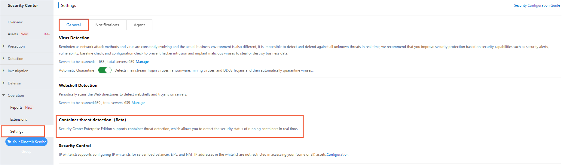 Container threat detection