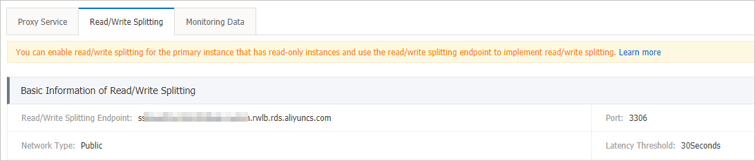 Endpoint for read/write splitting