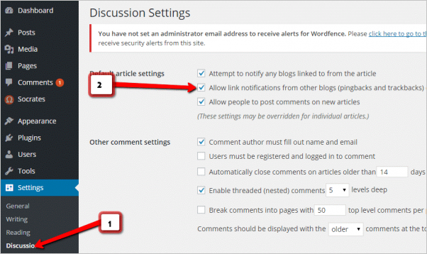 Discussion settings