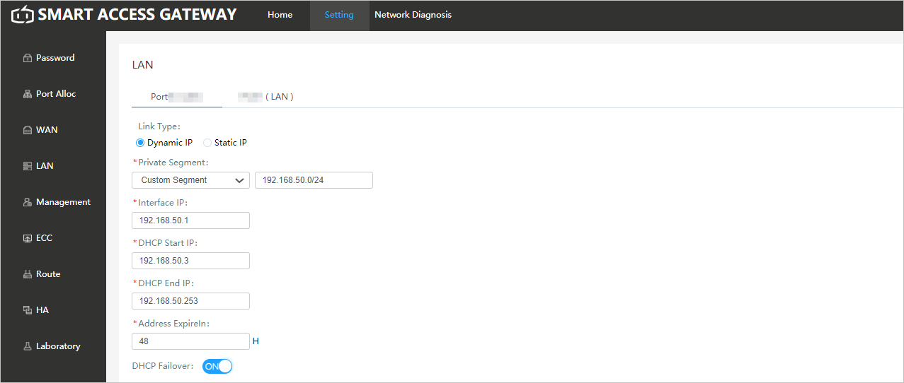Configure the LAN port