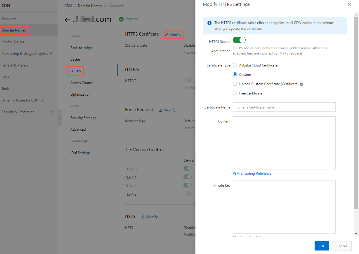 HTTPS settings