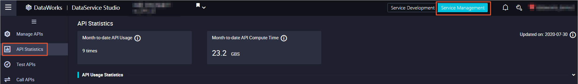 API Statistics page