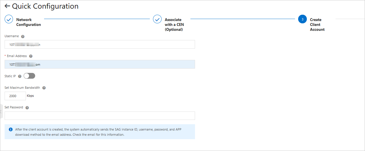 Create a client account