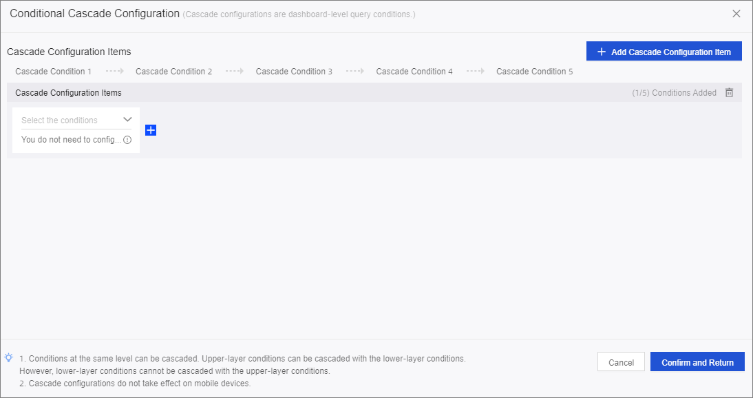 Conditional Cascade Configuration page