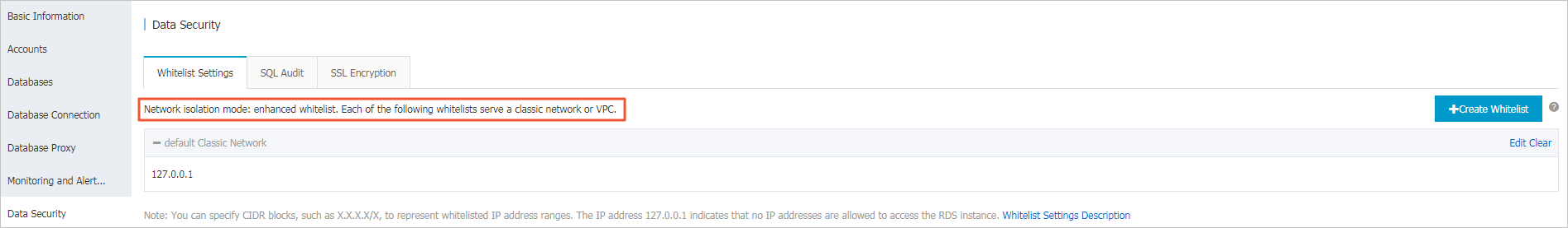 Whitelist Settings
