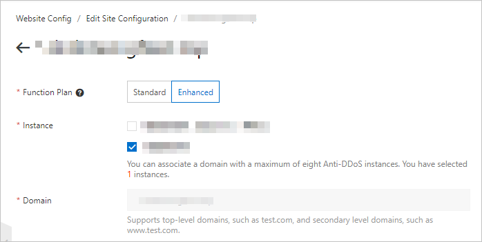 Modify the domain name settings