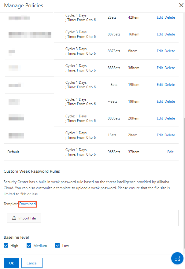The Custom Weak Password Rules section