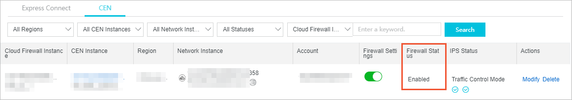 CEN with Cloud Firewall enabled
