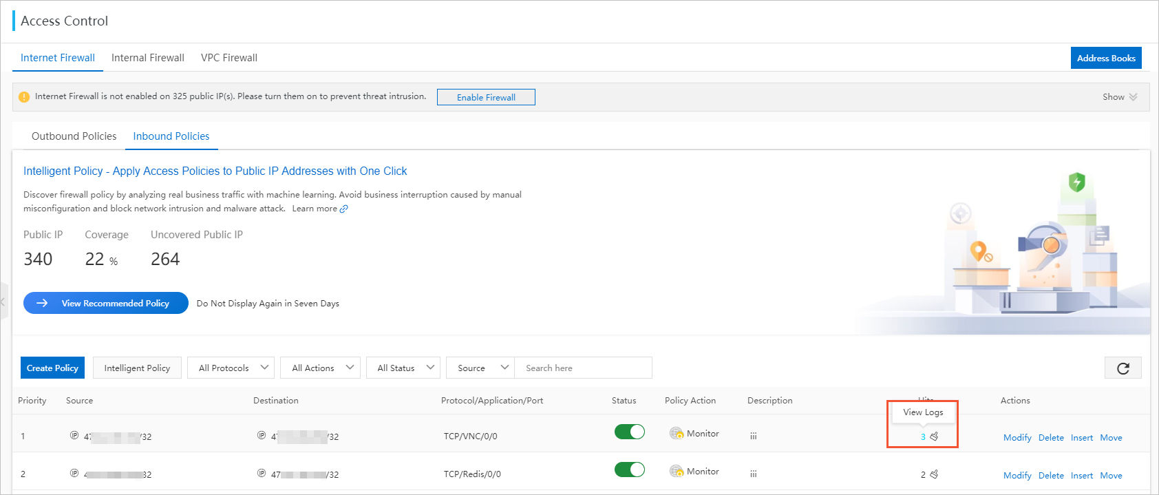 View access control policies