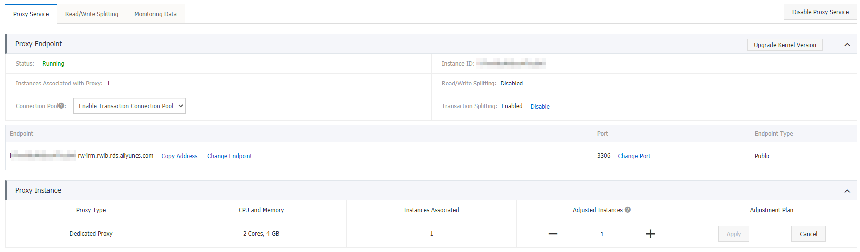 Database Proxy page