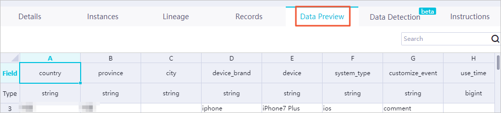 Data Preview tab