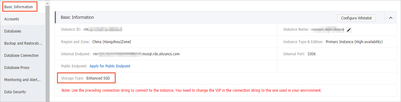 View the storage type of an RDS instance